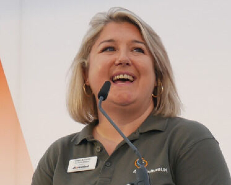 Cheri Arvonio ønsker besøkende velkommen til 2024-utgaven av Aquaculture UK, som viste seg å være den siste i Aviemore.