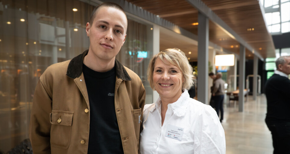 William Glandberger i Sølvrev og Trude Jansen Hagland i NCE Seafood Innovation. Her under Aqkva-konferansen i Bergen.