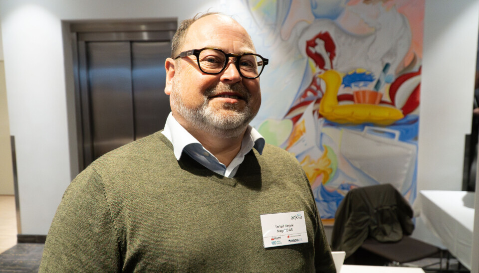 Torleif Høyvik er ny salgs- og markedssjef i Nagelld. Her er han på plass under Aqkva-konferansen i Bergen.