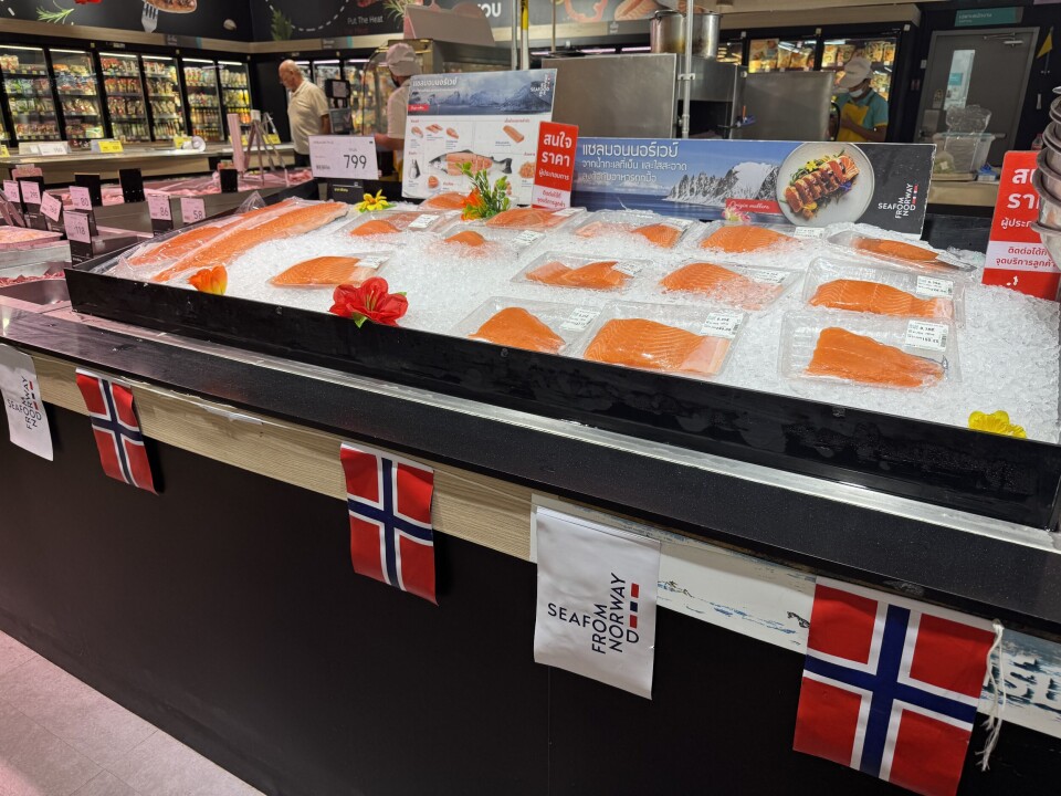 Norsk laks i et kjøpesenter i Cha-Am i Thailand.