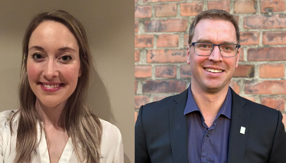 Aoife Maloney Westgård, leder i Akvaveterinærenes forening og David Persson, president i Den Norske Veterinærforening.
