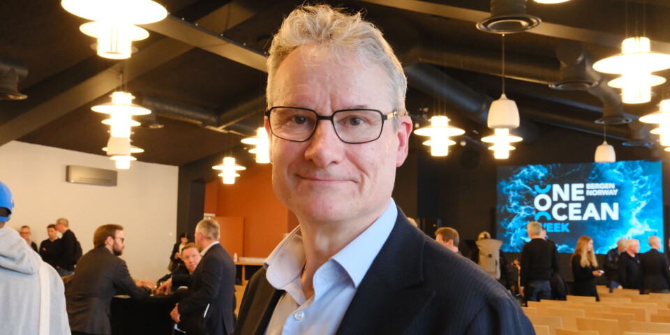 Olve Grotle i Høyre på fremleggelsen av regjeringens havbruksmelding i Bergen.