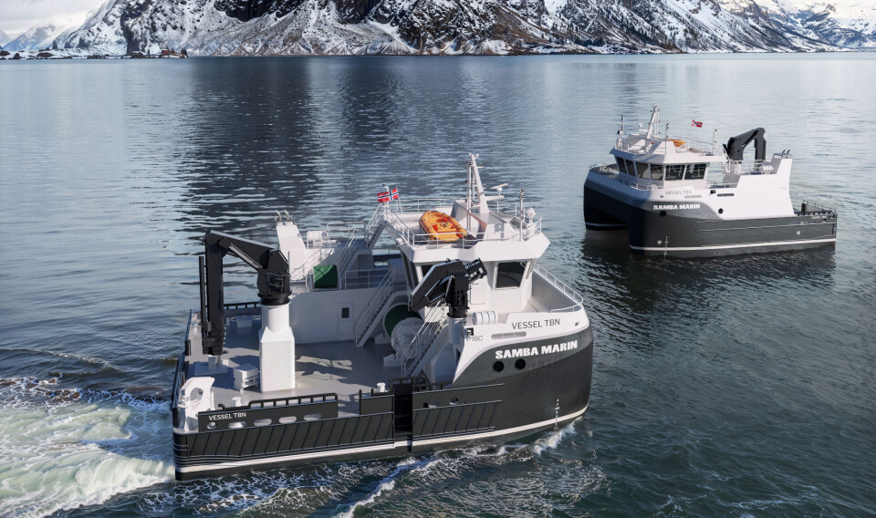 Illustrasjon av Samba Marins hybridfartøy. To nye P18C-enheter er bestilt fra Tehnomont Shipyard i Kroatia.