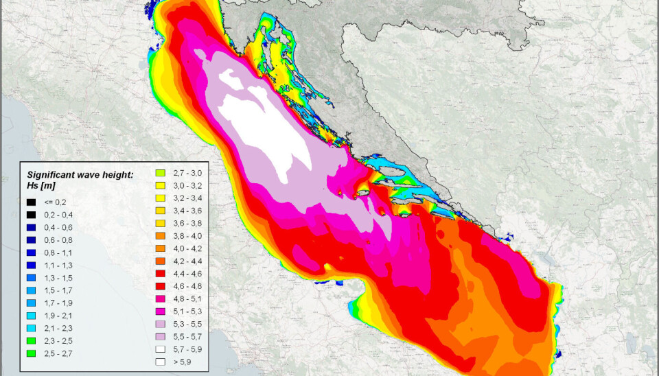 Analyse fra Gekom viser signifikant bølgelengde ved den kroatiske kysten i Adriaterhavet.