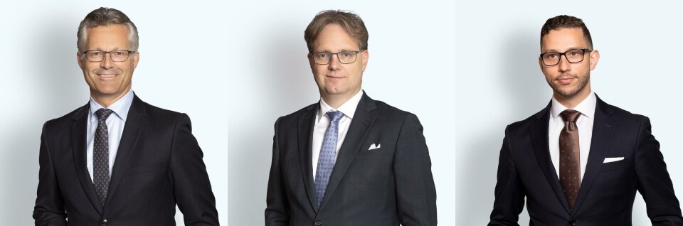 Advokatene Trond Hatland, Mons Alfred Paulsen og Daniel-André Hansen.