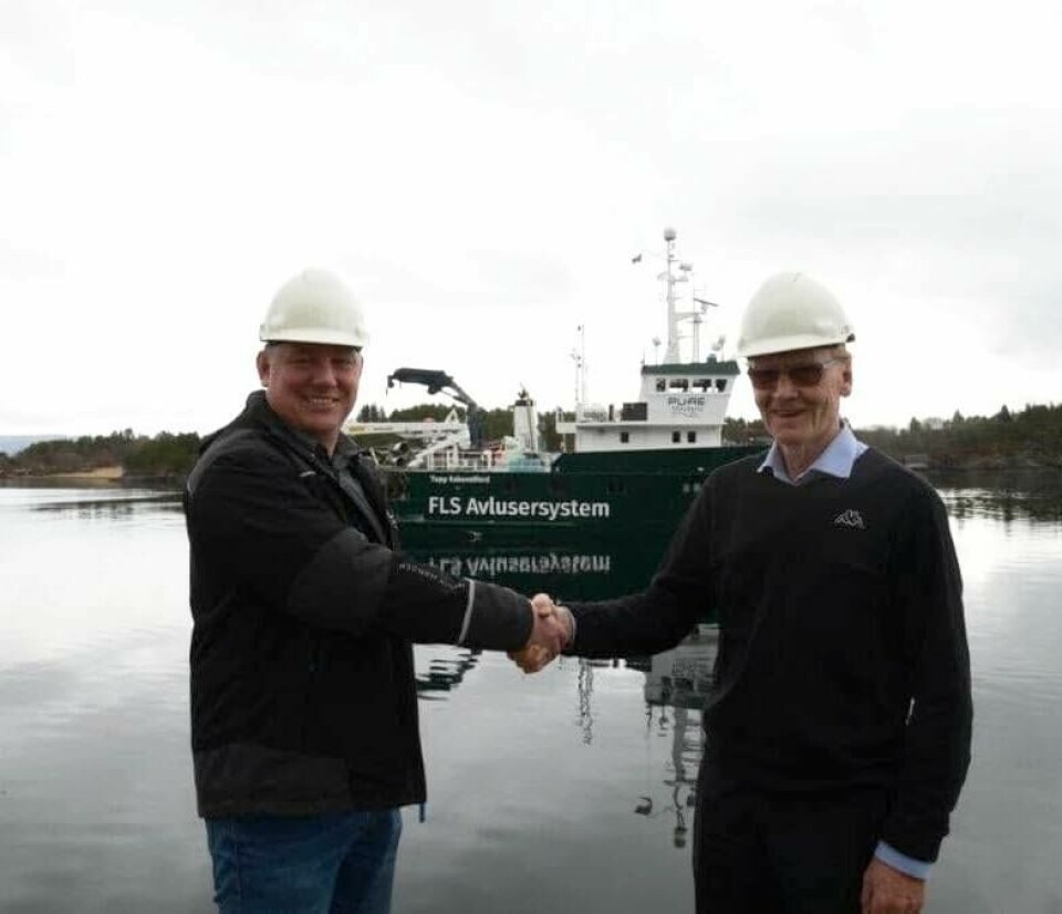 Daglig leder Jan Eirik Nordseth i Pure Shipping, sier de jobber tett sammen med Flatsetsund Engineering. Her er han avbildet med Kristian Lillerud, daglig leder i Flatsetsund Egineering. Foto: Pure Shipping.