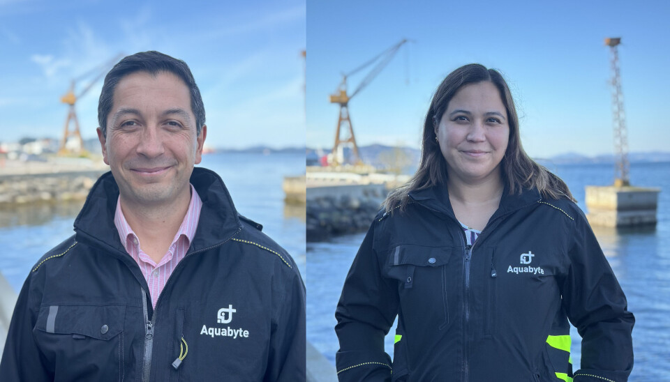 Ignacio Oñate,
Country Manager for Aquabyte Chile, sammen med Karina Gajardo, som er ny Senior Sales Manager.