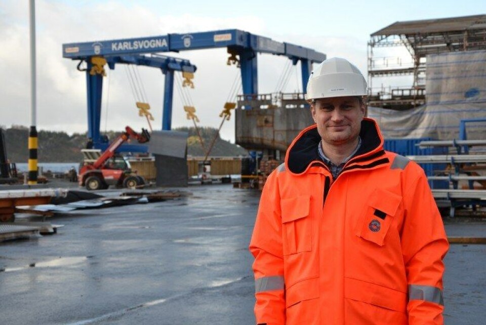 Verftsdirektør ved FMV, Hugo Strand lanserer nytt konsept til NorFishing. Verftsdirektør ved FMV, Hugo Strand lanserer nytt konsept til NorFishing.