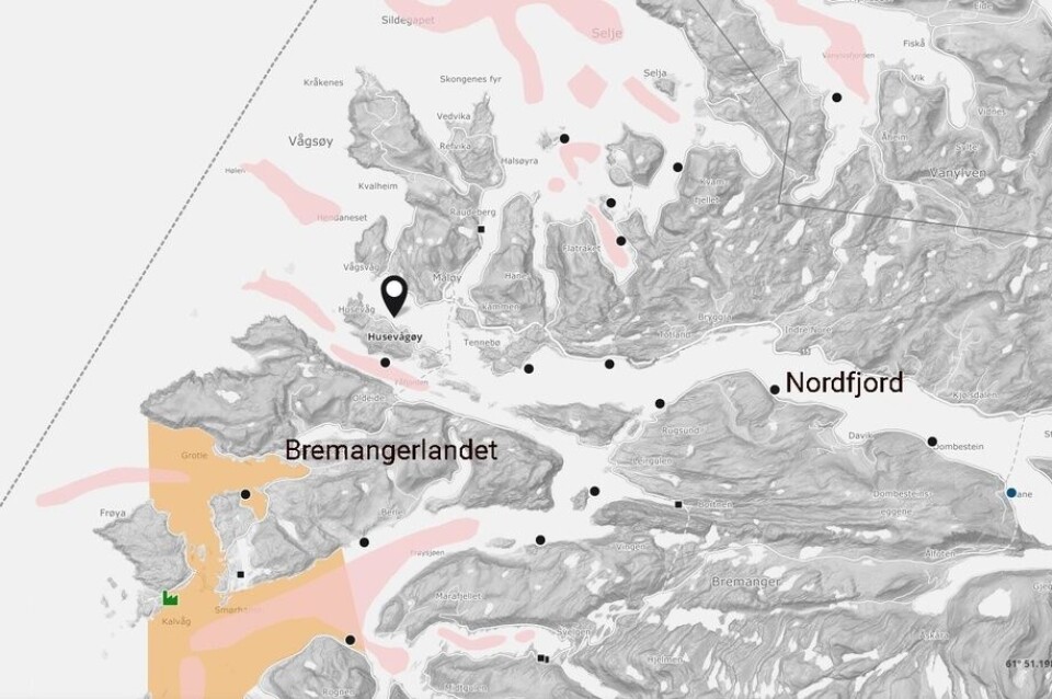 Nå setter koraller en stopper for lokaliteten til tre oppdrettere fra Austevoll.. Skjermdump fra Barentswatch.