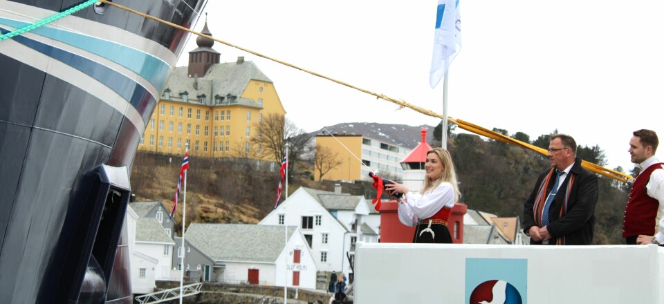 To brønnbåter ble døpt i Ålesund lørdag 26. mars. Foto: Lizbeth Osnes