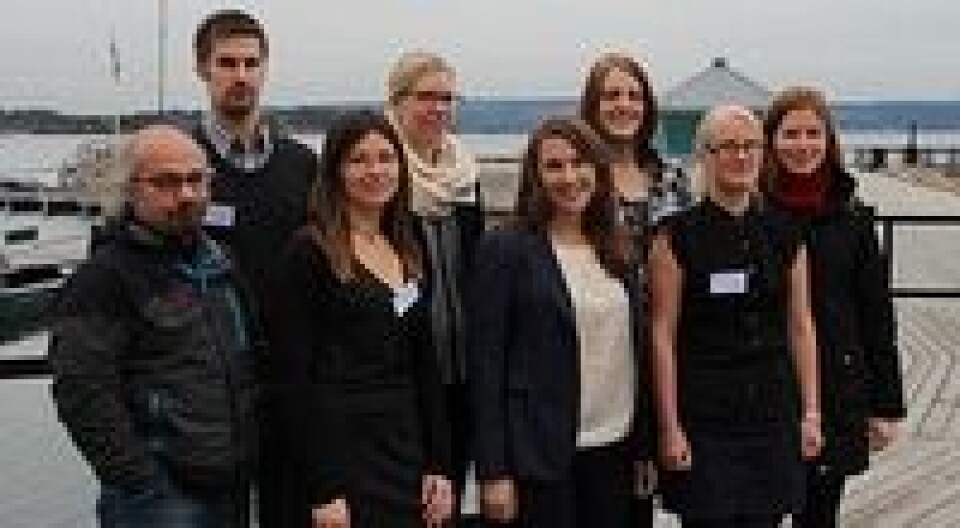 Stipendiatsamling på Holmen Fjordhotell 6. november. Fra venstre: Mehrdad Sobhkhez, Florian Sambraus, Marta Bou Mira, Eirill Ager-Wick, Sofie Charlotte Remø, Monica Hongrø Solbakken, Ida Marlen Strand. Foto: Forskningsrådet