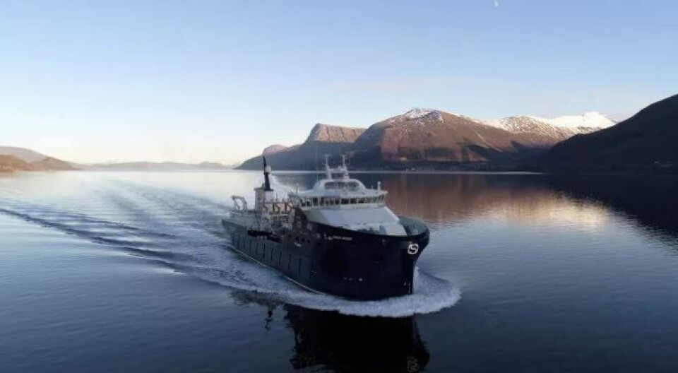 Brønnbåten Ronja Ocean vart levert frå Myklebust Verft nylig. Foto: Uavpic.com.