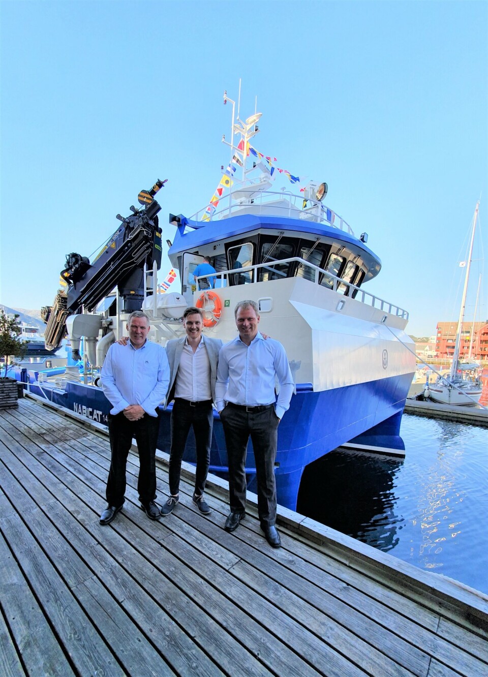 Fra venstre: Odd Tore Frøyen (styreleder Sjøprodukt AS), Gaute Vassbotten (Daglig leder Godfisken AS), Ronny Larsen (daglig leder Sjøprodukt AS).