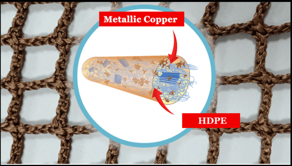 Skisse av HDPE-fiber med kobber for antigroeeffekt er innbakt. Illustrasjon: Garware Techincal Fibers