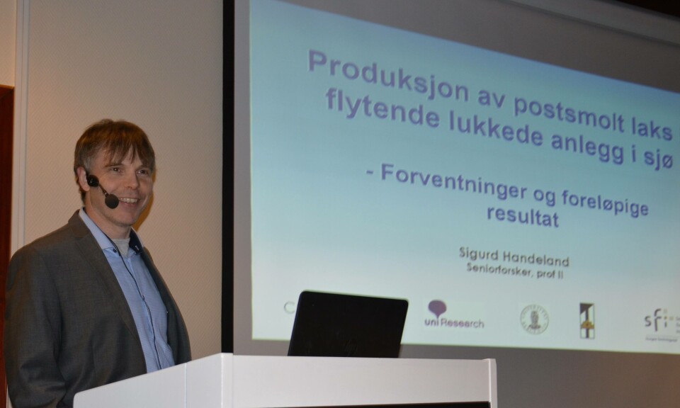 - Vi håper lukkede anlegg kan være med å bidra til mer vekst og en grønnere næring på sikt, sier forsker Sigurd Handeland. Foto: Inger Jo Tellefsen - Vi håper lukkede anlegg kan være med å bidra til mer vekst og en grønnere næring på sikt, sier forsker Sigurd Handeland. Foto: Inger Jo Tellefsen