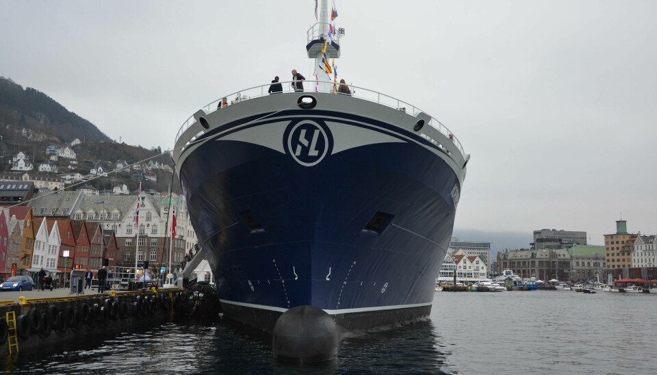 Slaktebåten «Norwegian Gannet» til kais i Bergen.