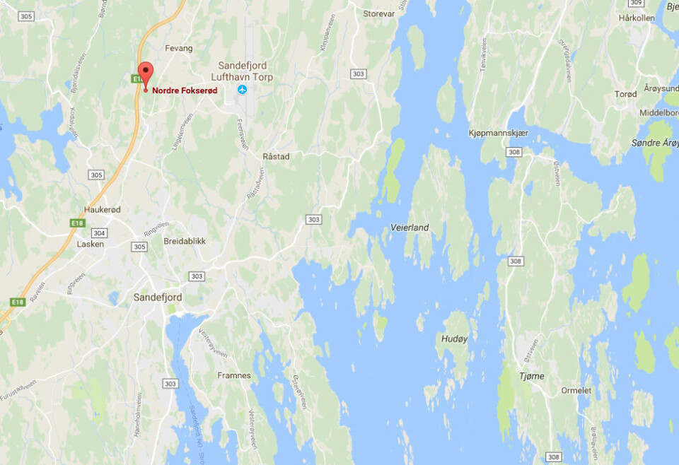 Nye lokaler på Nordre Fokserød i Sandefjord. kilde: Google Maps.