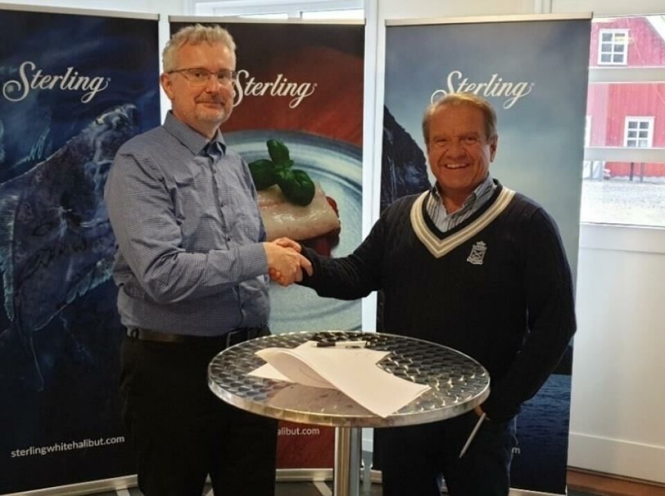 Venstre: Sturle Skeidsvoll, Landsjef Norge. Høyre: Magne Torgersen, administrerende direktør i Sterling White Halibut