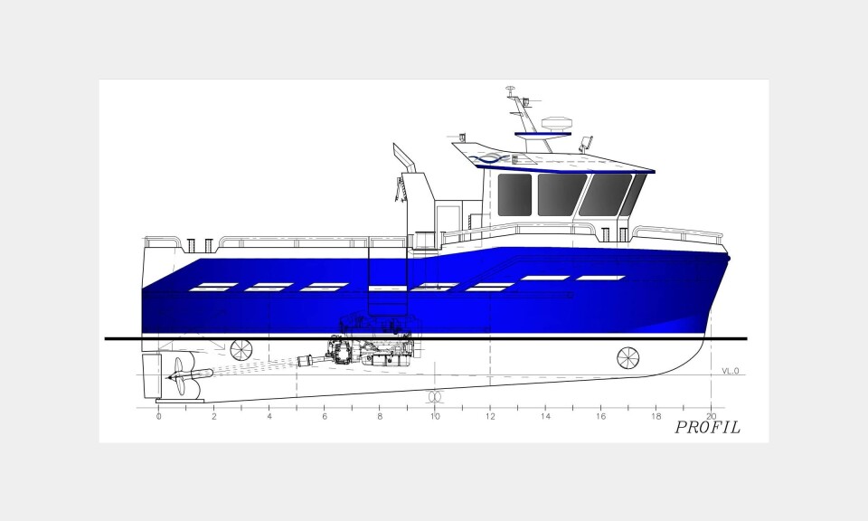 Slik ser det nyutviklede innsatsfartøyet ut. Konseptet er utviklet i samarbeid med Marin Design og Viteq. Illustrasjon. Båt & Motorservice AS.
