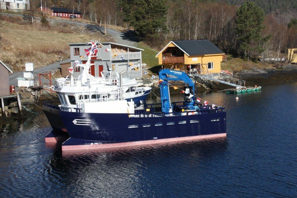 M/S «Måsvær» er en av Lerøy Auroras arbeidskatamaraner. Foto: Arkiv.