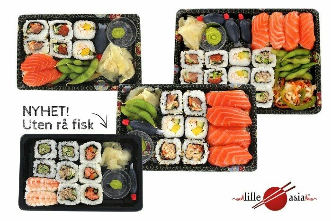Lerøy lanserer nye sushismaker. De sier at helt siden selskapet som det første i verden, sendte fersk laks direkte til Japan med charterfly på 1980-tallet, har partene sammen utviklet laks som passer perfekt til sushi og sashimi. Foto: Lerøy