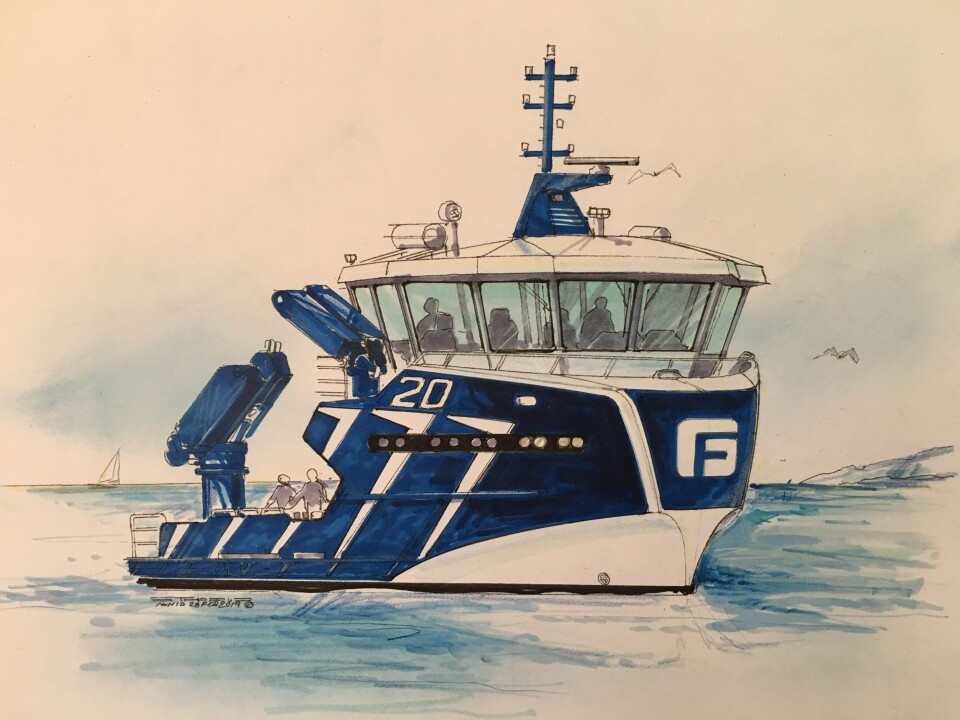 Frøy Akvaressurs skal få nok et servicefartøy levert av Sletta Verft. Skisse: Møre Maritime.