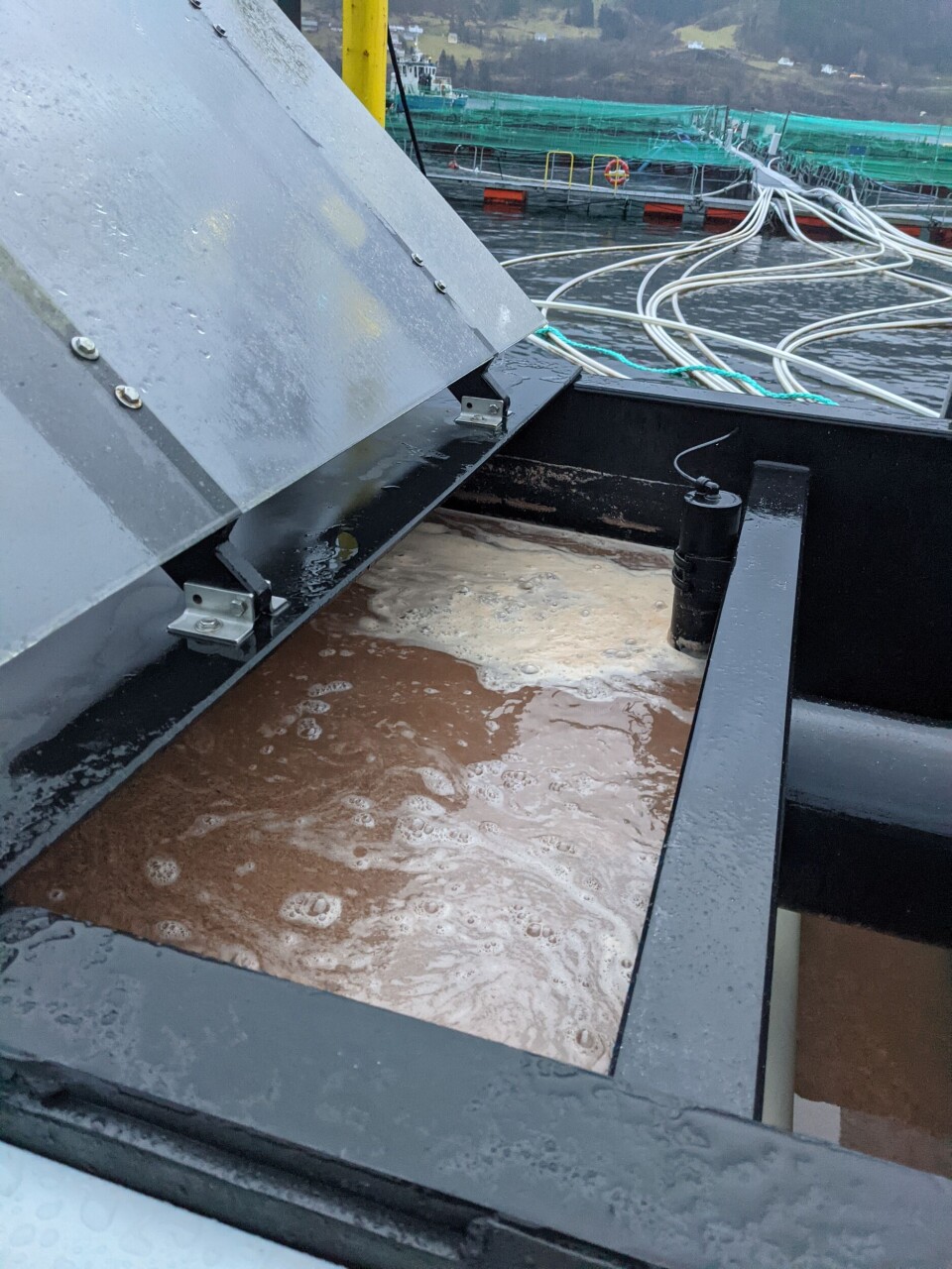 Bilde av slam som er samlet opp av slamrensesytemet til Framo LiftUP. Foto: Framo LiftUP