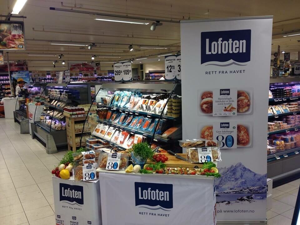 Lofotprodukt, stand i butikk, gratisprøver, prøvesmak