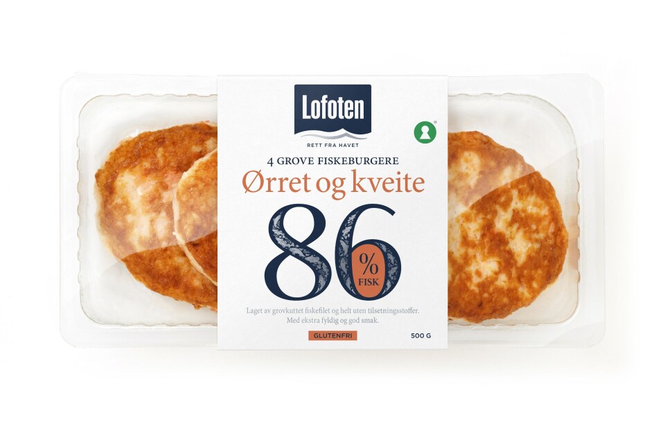 Lofoten 86 fiskeburger av ørret og kveite.