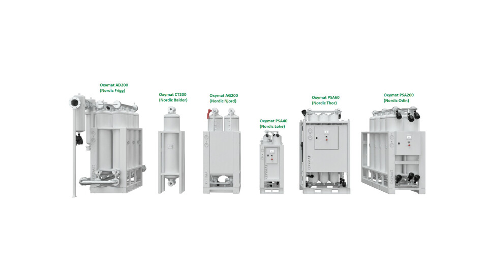 Den nye serien av PSA oksygengeneratorer. Foto: Oxymat