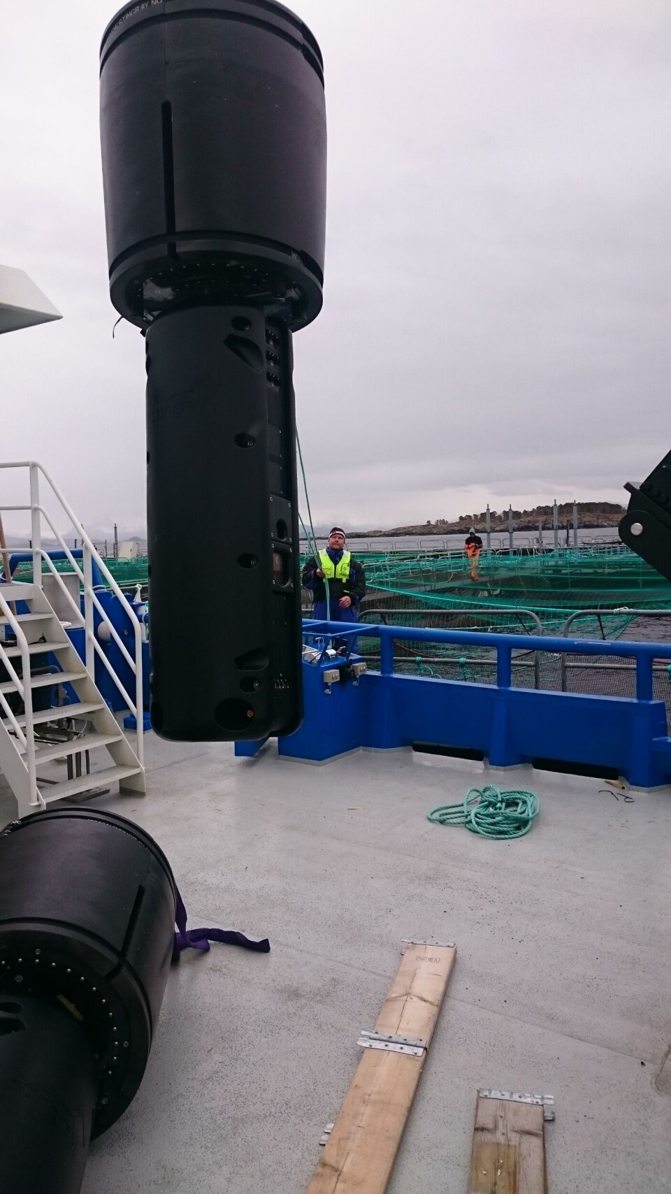 Anlegget Langeråa til E. Karstensen Fiskeoppdrett har kjøpt ti laserenheter sammen med Marø Havbruk. Foto: Stingray.