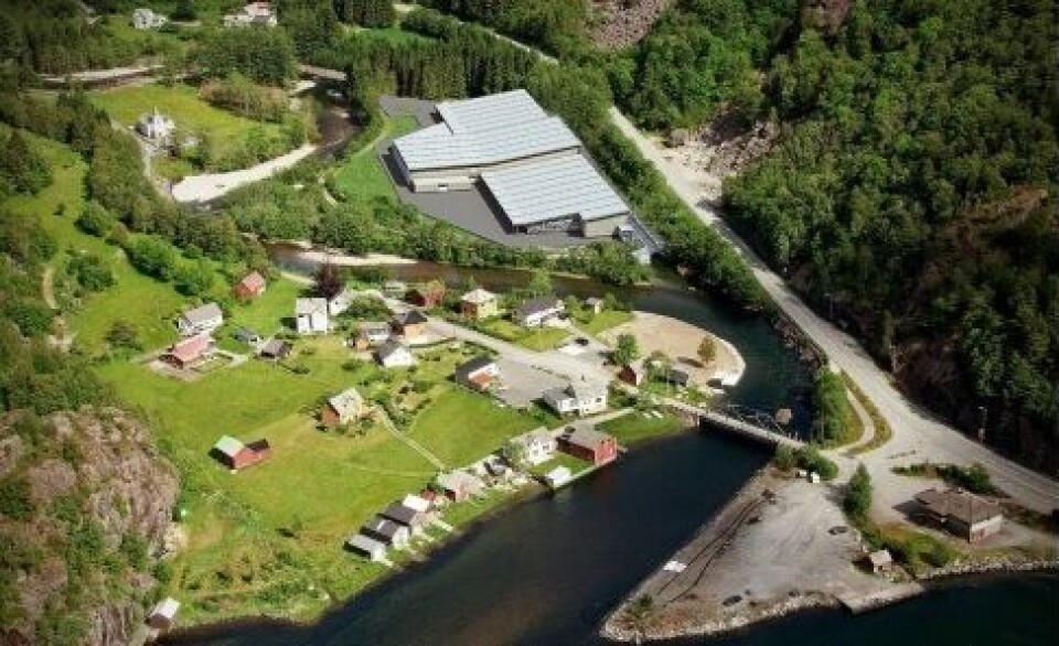 På Fjæra bygges det i disse dager et avansert og topp moderne settefiskanlegg av Marine Harvest. Foto: MH