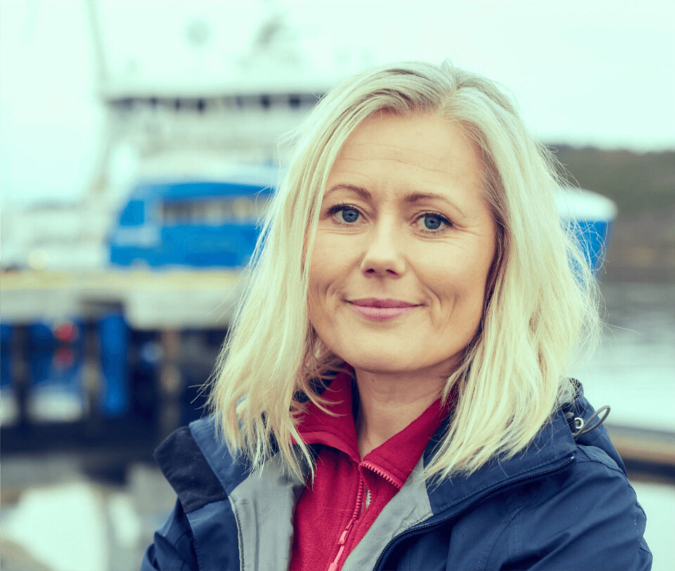 Hilde Mosand, nordisk markedssjef i MSD Animal Health forteller om vaksinering av laks. Foto: MSD Animal Health.