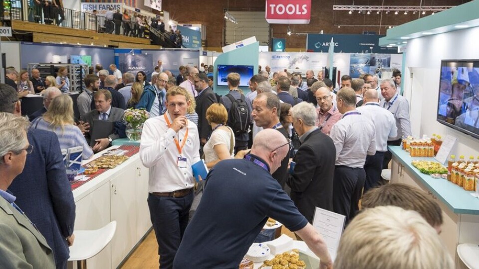 Det var deltagerrekord på årets Aqua Nor 2017. Foto: Stiftelsen Nor-Fishing.