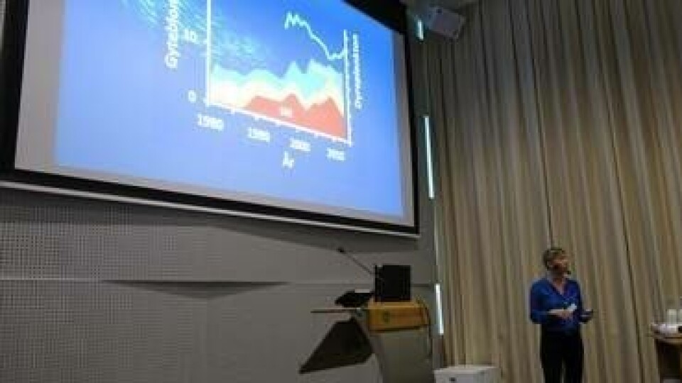 Katja Enberg holder foredrag under Nor-Fishing. Foto: Havforskningsinstituttet