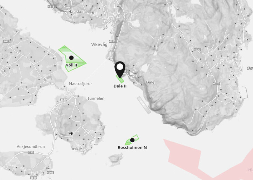 Det er på lokalitet Dale II i Rogaland ulykken fant sted. Skjermdump fra Barentswatch.