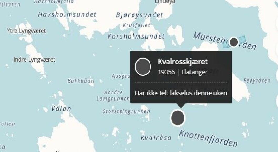 Midt-Norsk Havbruk mistenker det er ILA på en av deres lokaliteter som driftes av Bjørøya. Kart: Barentwatch.