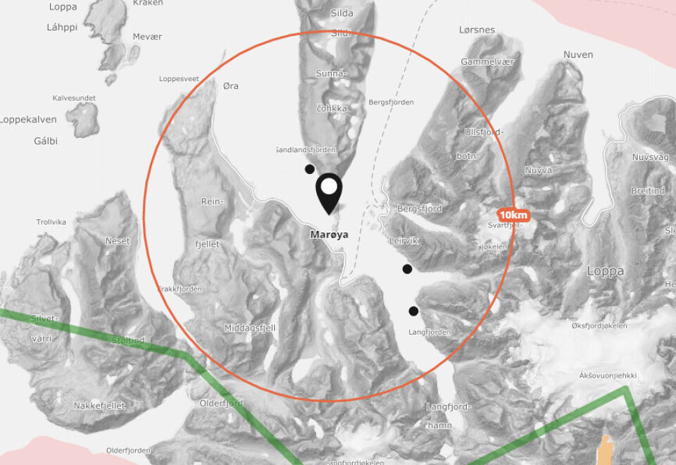 Lokalitet Marøya, skjermdump fra Barentswatch.