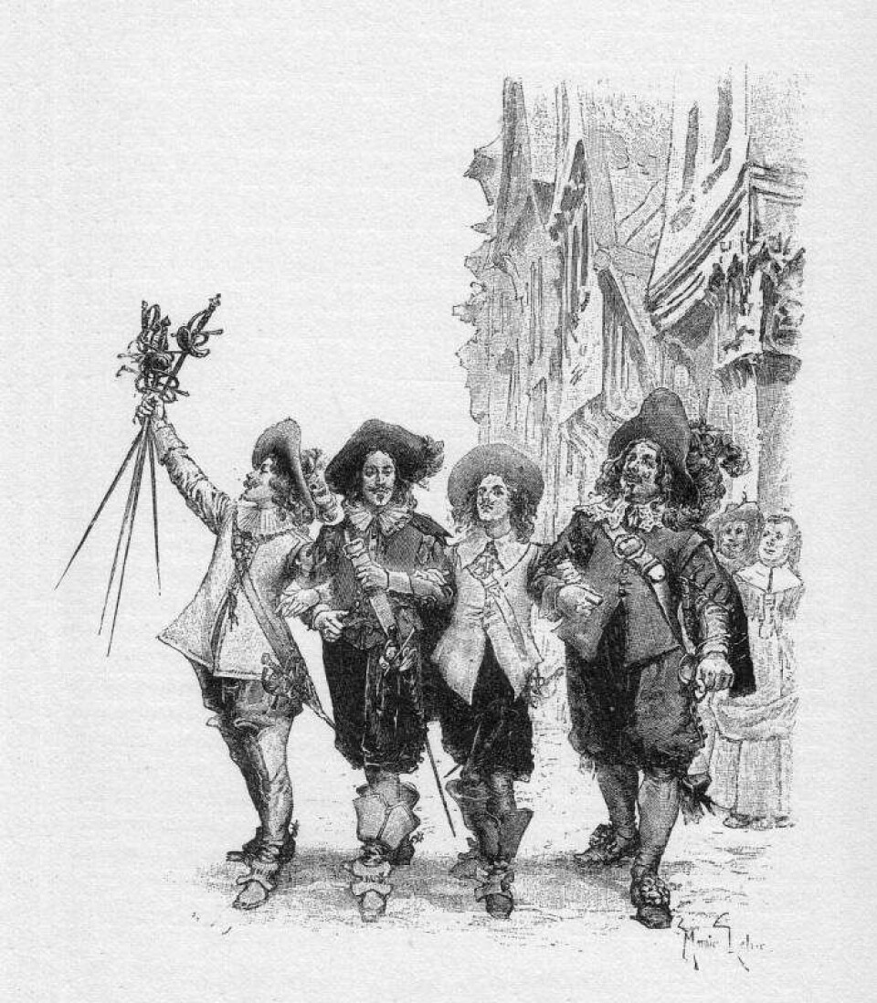 Slagordet til de tre musketerer var «En for alle og alle for en». Dette kan også overføres på laksenæringen. Oppførselen til en enkelt aktør kan ha betydning for alle og det kan ødelegge for alle hvis man gjør noe som er kritikkverdig og i verste fall ulovlig. Foto. Wikipedia.