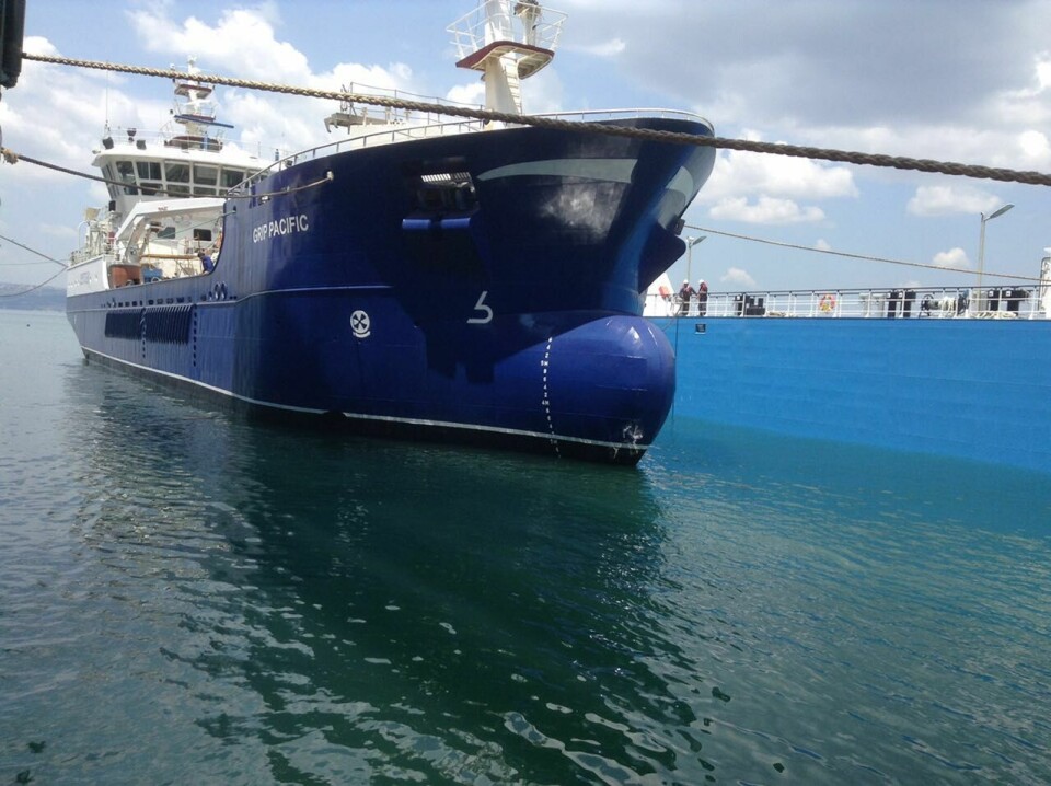 Grip Pacific opererer i Chile, der den er chartret av Cermaq. Foto: Grip Ship AS