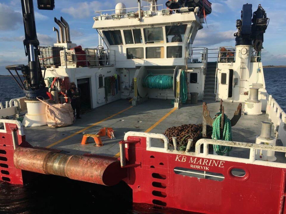 KB Marine var en av KB Dykks siste fartøy som ble oppgradert med lukkede taupinner og haikjeft, i tråd med kravene fra Sjøfartsdirektoratet som trådte i kraft ved årsskiftet. Foto: KB Dykk AS.