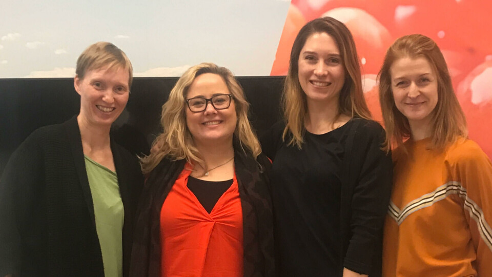 Arbeidsgruppen: fra venstre Annette Fagerhaug Stephansen (NORCE), Katinka Bratland (BTO), Mona Leirgulen (BTO) og Marit Eggen (HVL).