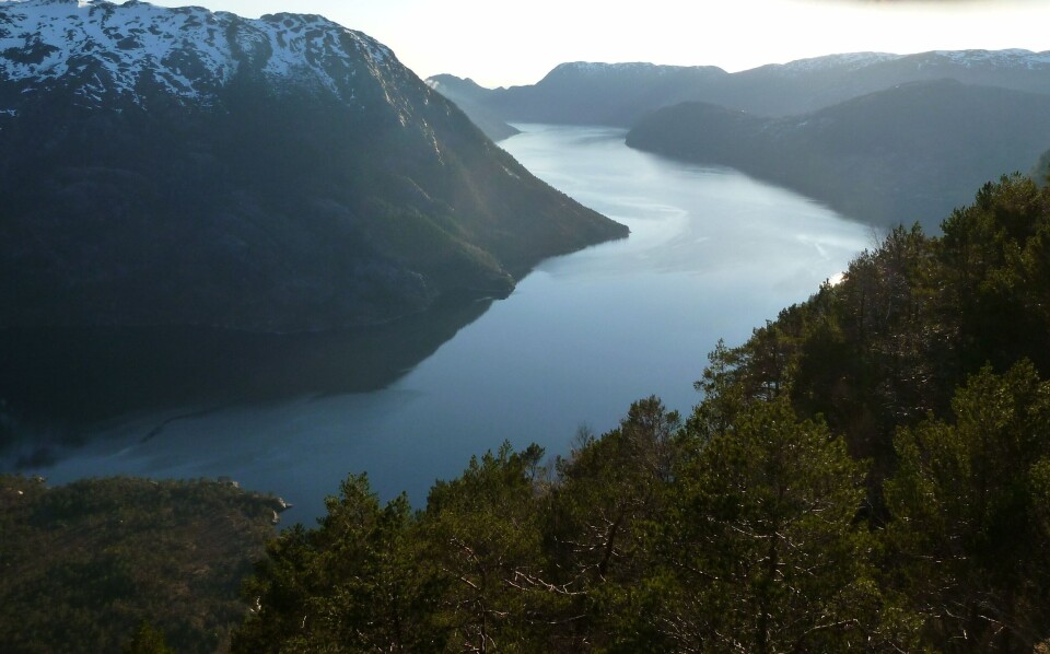 Oversiktsbilde av deler av Masfjorden. Foto: Ivar Helge Matre.