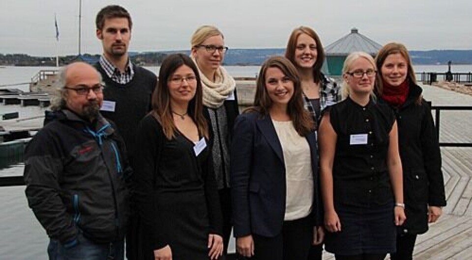 Stipendiatsamling på Holmen Fjordhotell 6. november. Fra venstre: Mehrdad Sobhkhez, Florian Sambraus, Marta Bou Mira, Eirill Ager-Wick, Sofie Charlotte Remø, Monica Hongrø Solbakken, Ida Marlen Strand