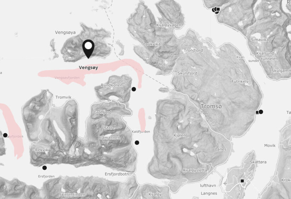Sjurelv Fiskeoppdrett er rammet på sin lokalitet Vengsøy. Selskapet driver til sammen tre lokaliteter. Skjermdump: BarentWatch.