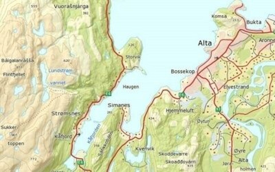 Den rømte fisken ble fisket opp av Kåfjorden i Alta. Foto: Skjermdump