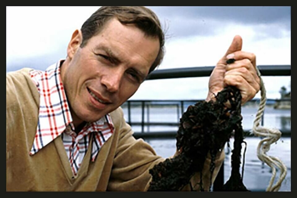 Bildet viser Bjørn Braaten ved Austevoll Havbruksstasjon en gang på 1980-tallet. Foto: Privat