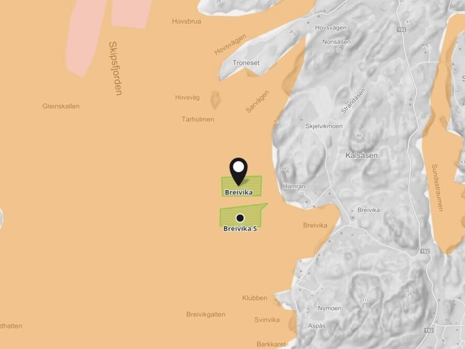 Barentswatch illustrasjon av lokaliteten Breivika.