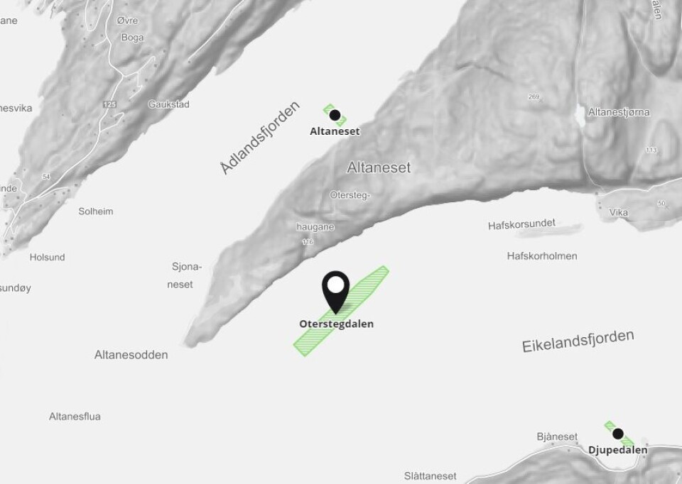 Bolaks lokaliteten Oterstegdalen. Fotoillustrasjon: Barentswatch.
