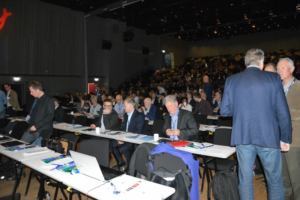 Årets Sjømatdagene som går over to dager i Trondheim, har i år ny rekorddeltagelse med over 600 sjømatintresserte deltagere i en fullsatt amfihall på Hell. Foto: Therese Soltveit